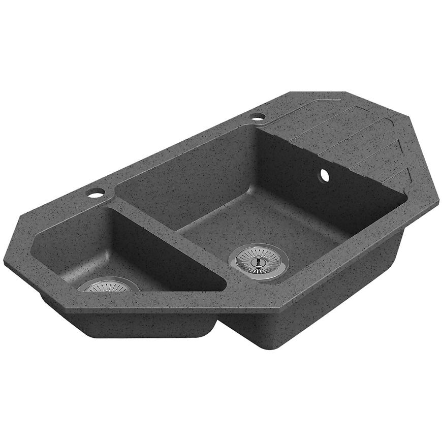 E-shop Rohový granitový drez 900x500 sivá