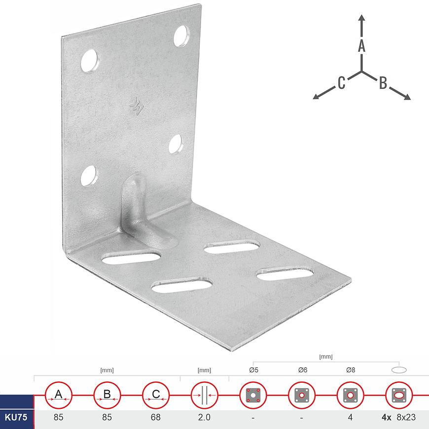 Uholník UA KU75 68x85x85x2.0