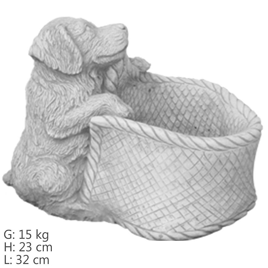 E-shop Záhradná figúrka pes s kvetináčom H:23 cm 15 kg ART-156