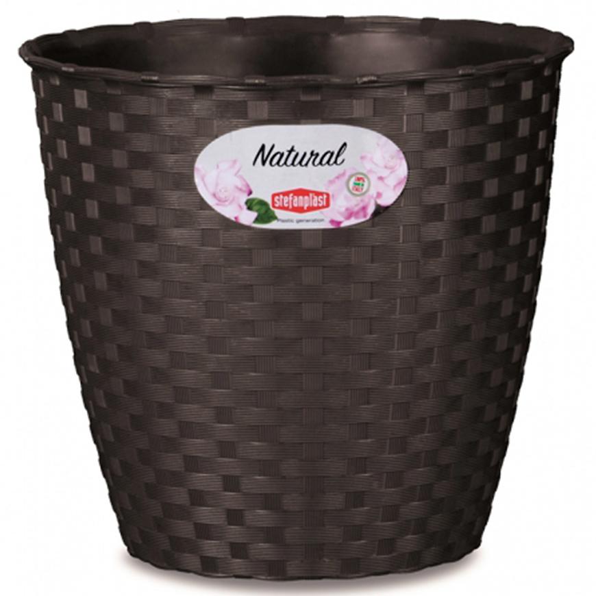 Obal na kvetináč NATURAL plastový 14x13cm tmavohnedý
