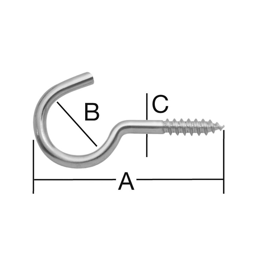 Hák na lano pre bielizeň, pozinkovaný 65 mm