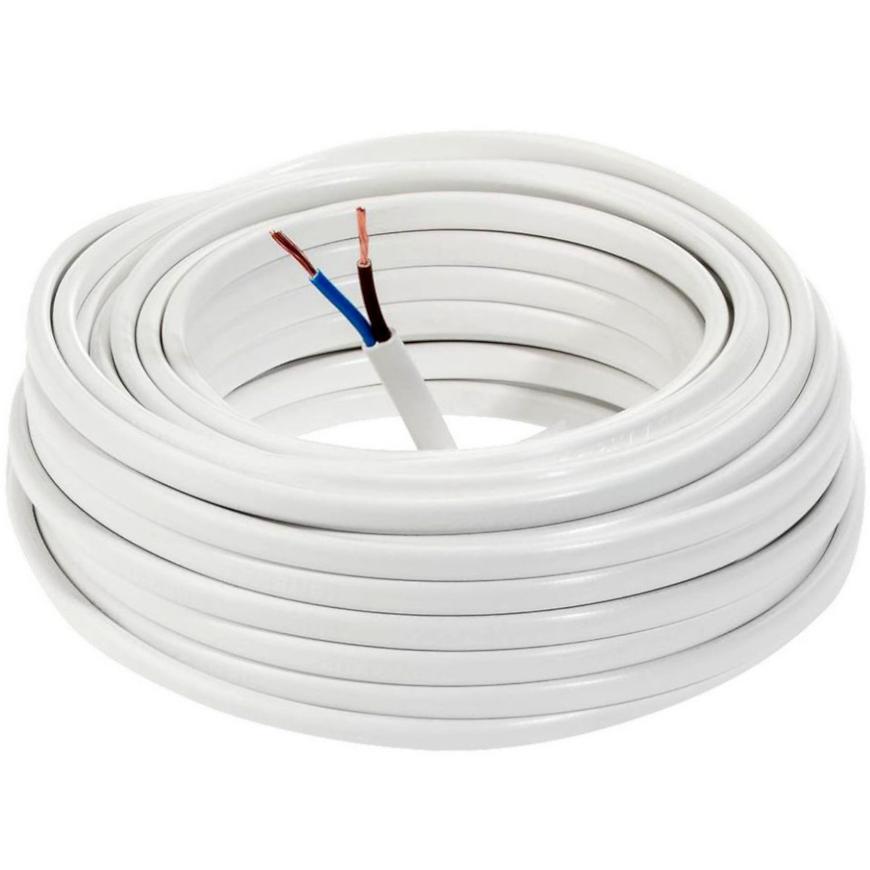 Elektrický kábel Omyp 2x0,75 biely, bubon 5m