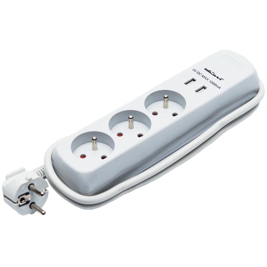 Predlžovací kábel 3gn z/u 2gn nabíjanie usb 5vdc /1000ma