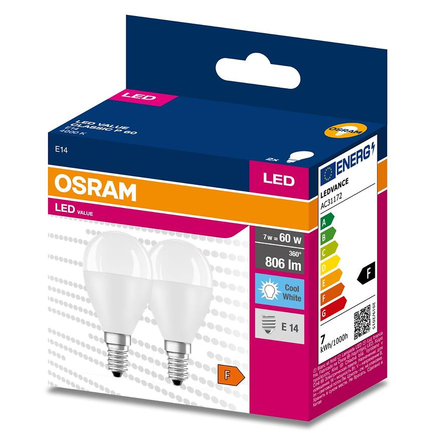 Žiarovka LED OSRAM E14 P45 7W 4000K 2ks