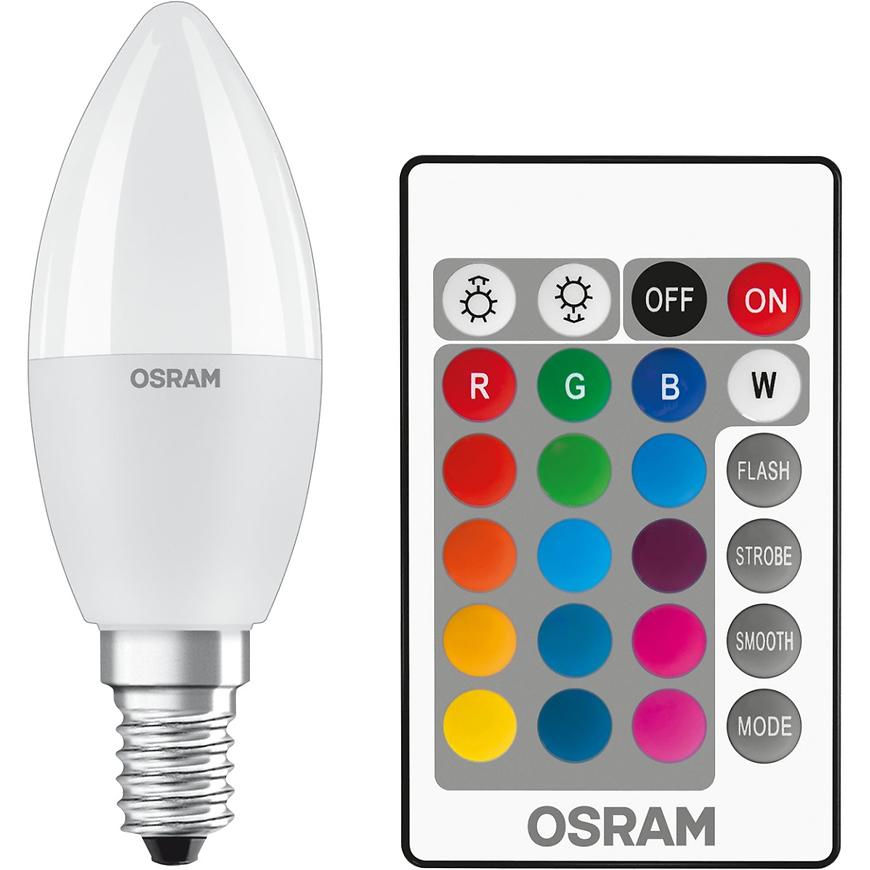 Žiarovka LED OSRAM E14 RGB B35 4,9W s diaľkovým ovládaním