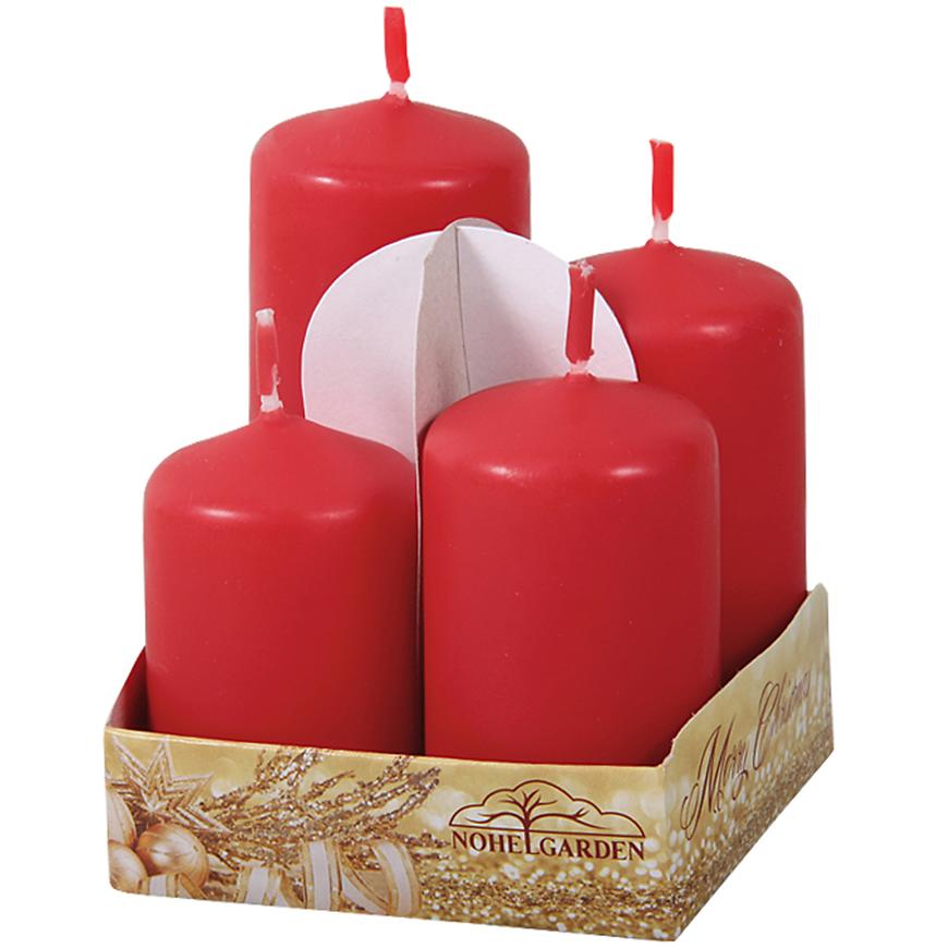 E-shop Adventné sviečky stupňovité matné d4x6/7/8/9 cm červené 4 ks