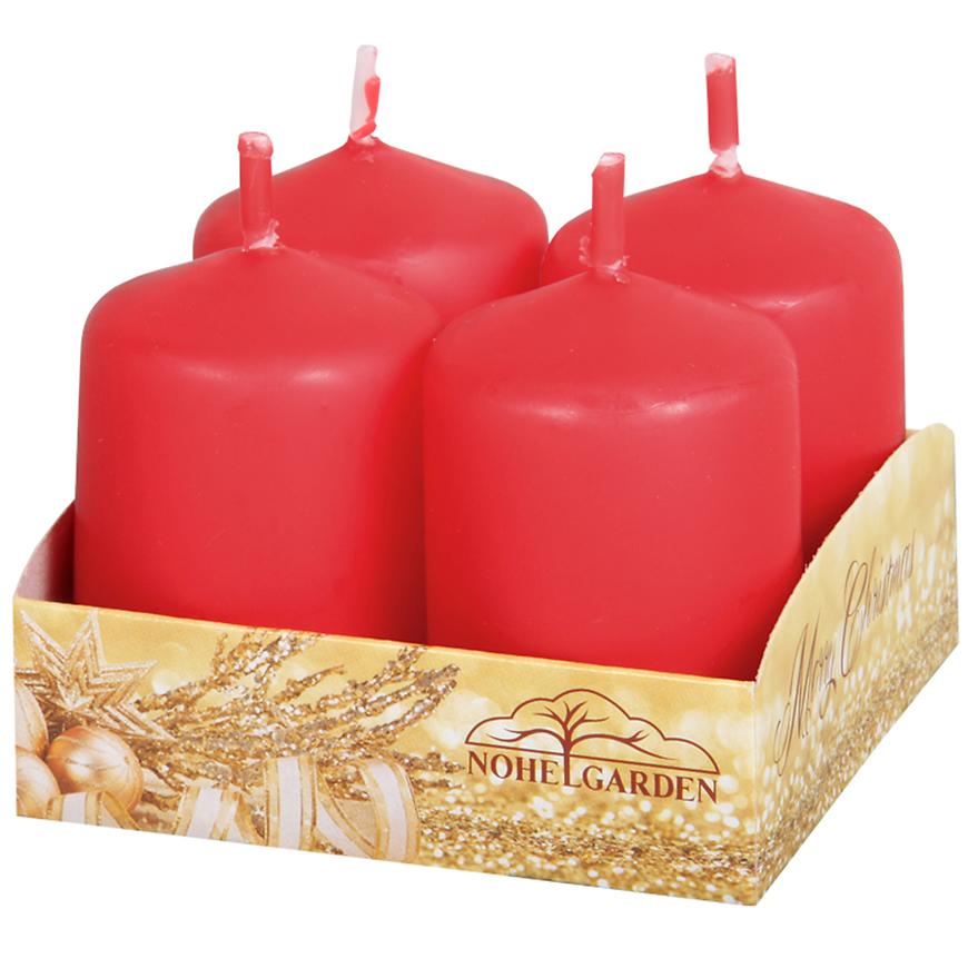 E-shop Adventná sviečka matná d4x6 cm červená 4 ks