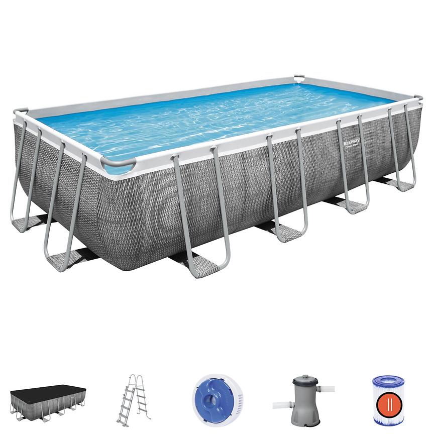 E-shop Obdĺžnikový bazén s rámom rattan 4.88x2.44x1.22m 56996