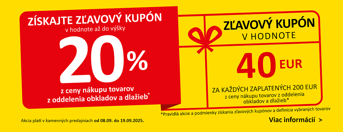 Získajte zľavový kupón na zľavu až vo výške 20% z ceny nákupu