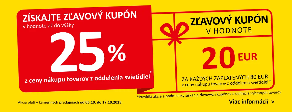 Získajte zľavový kupón v hodnote až do výšky 25% z ceny nákupu