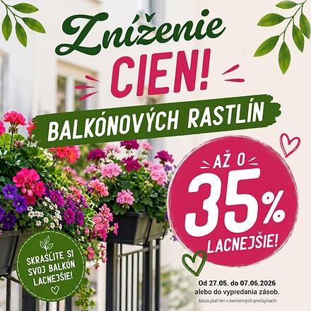 Zníženie cien balkónových rastlín!