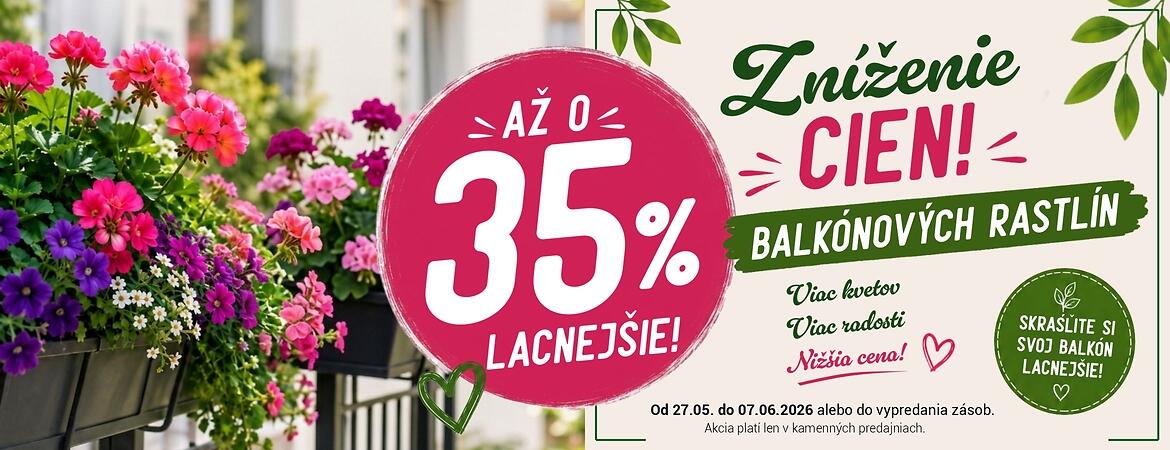 Zníženie cien balkónových rastlín!