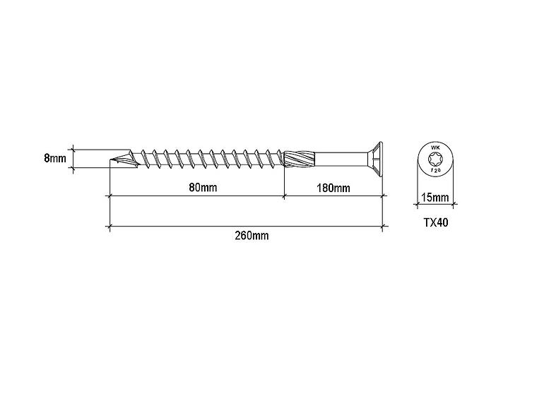 Konštrukčné Skrutky Do Dreva WKCS 8x260mm