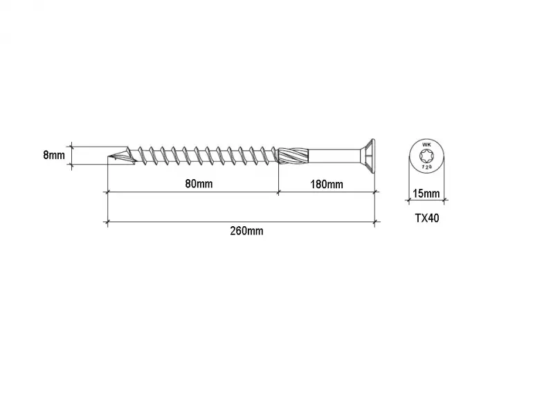 Konštrukčné Skrutky Do Dreva WKCS 8x260mm,2