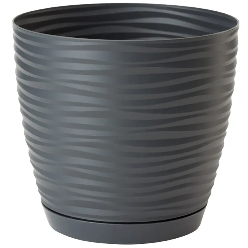 Kvetináč Sahara Petit okrúhly s podstavcom 23 cm antracit
