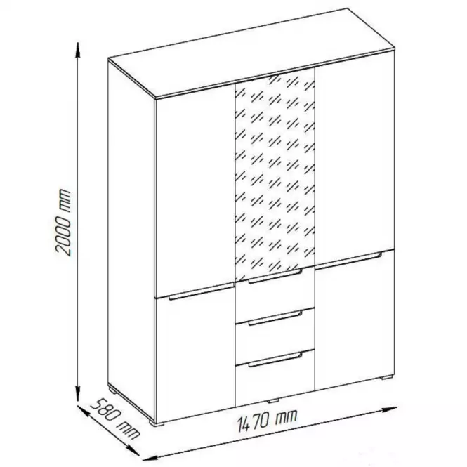 Skriňa Vincent H 5D3S biely lesk / dub wotan