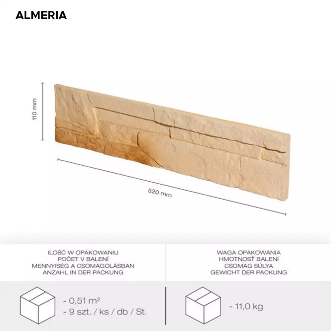 Betónový Obkladový Kameň Almeria Karmel