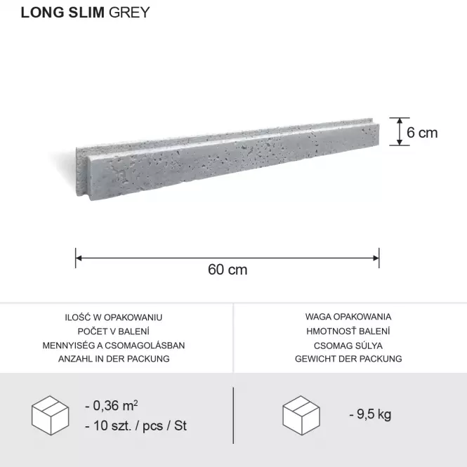 Betónový Obkladový Long Slim Grey