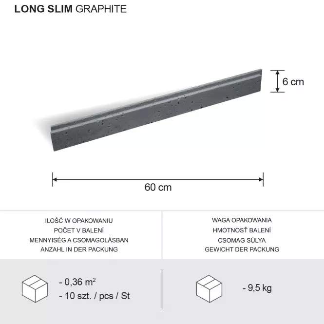 Betónový Obkladový Long Slim Graphite