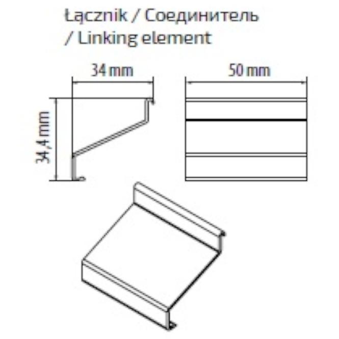 Spojka balkónového odkvapového profilu 2 ks hnedá 50 x 34 x 34,4 mm