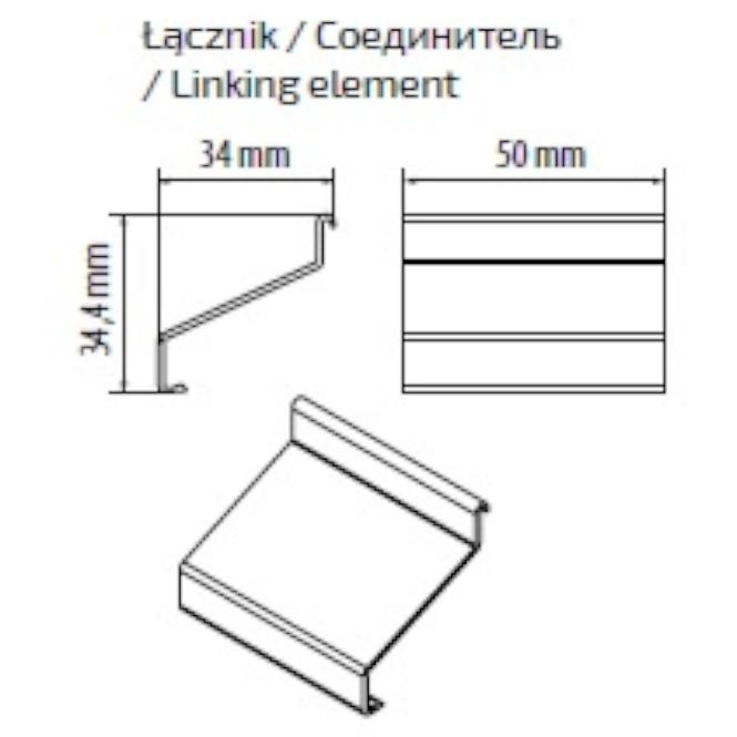 Spojka balkónového odkvapového profilu 2 ks grafit 50 x 34 x 34,4 mm