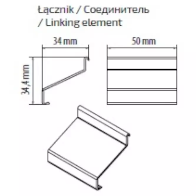 Spojka balkónového odkvapového profilu 2 ks grafit 50 x 34 x 34,4 mm,3