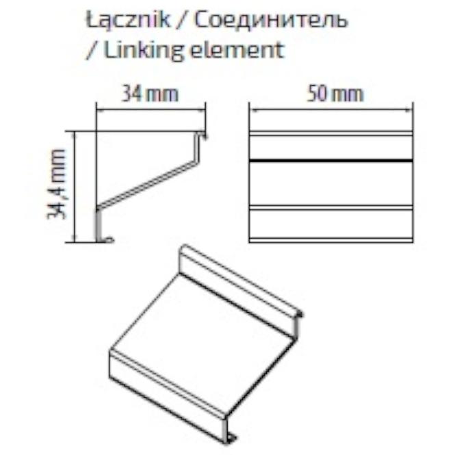 Spojka balkónového odkvapového profilu 2 ks šedý 50 x 34 x 34,4 mm