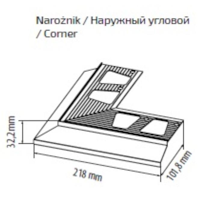 Balkónový odkvapový profil rohový grafit,3