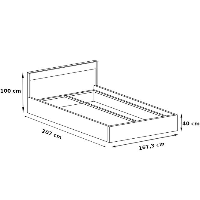 Posteľ M9 Mediolan 160x200 Deska Natural Hikora,3