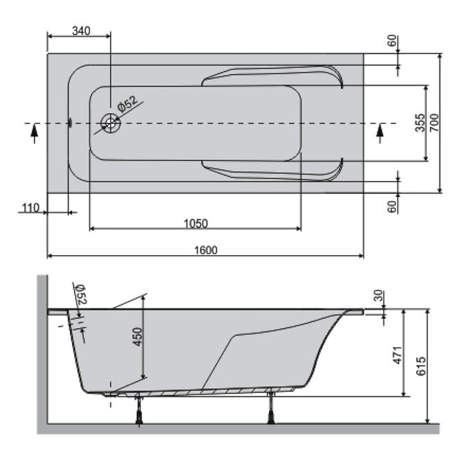 Vaňa WP/MO 70X160 BIEW+ STW