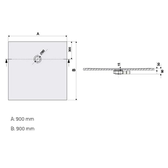 Sprchová vanička  B-M/Open 90x90x1.6
