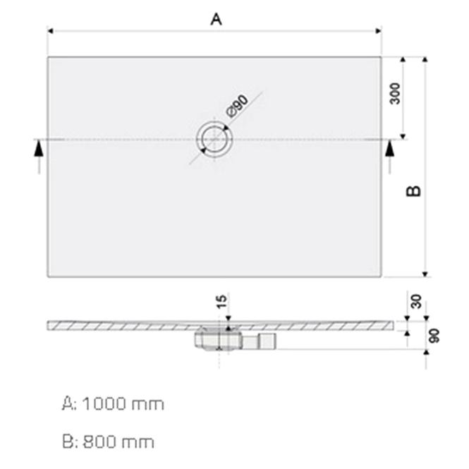Sprchová vanička  B-M/Open 80x100x1.6
