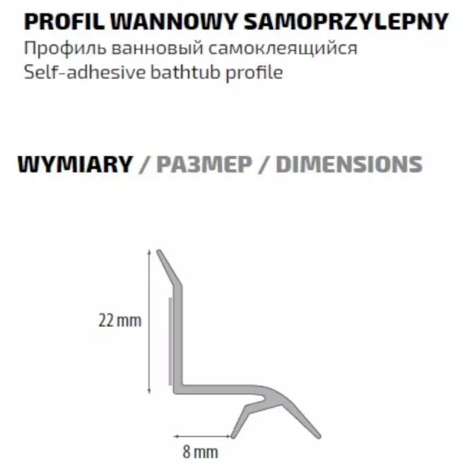 Samolepiaci vaňový profil 183 cm,3