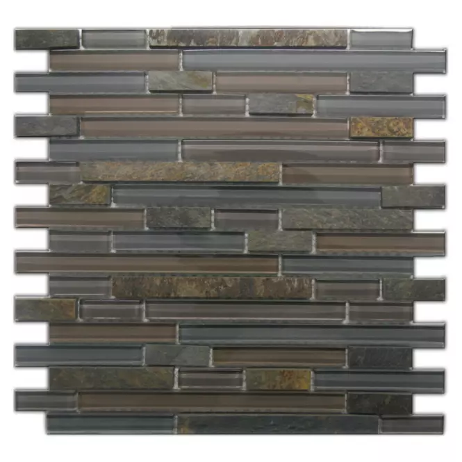 Obklad mozaika Schiefer multicolor/glasmix grau braun 30x30x0,8