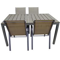 Sada stôl Polywood + 4 stoličky taupe