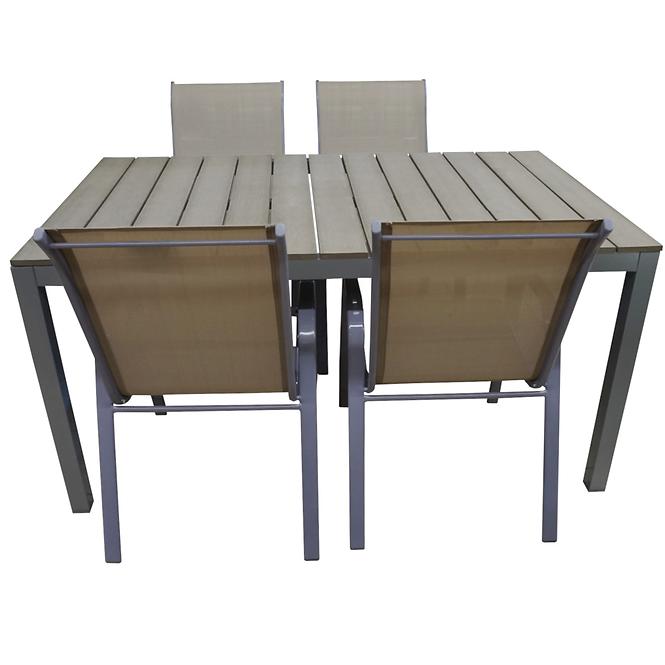 Sada stôl Polywood + 4 stoličky taupe