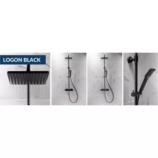 Logon Black Sprchovy systém s funkciou dažďovej sprchy s termostatickým miešačom