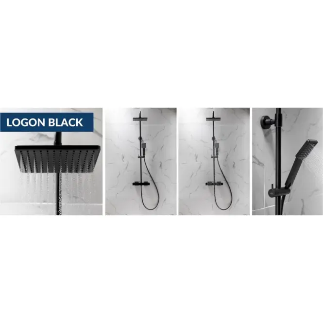 Logon Black Sprchový systém s funkciou dažďovej sprchy s termostatickým miešačom,7