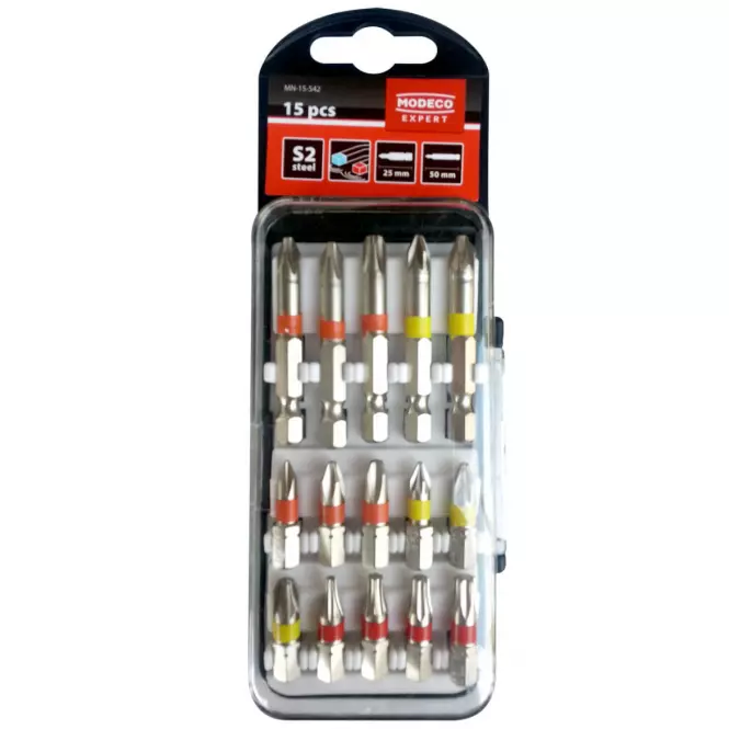 Modeco Sada hrotov 15ks 25 mm i 50 mm, z ocele S2