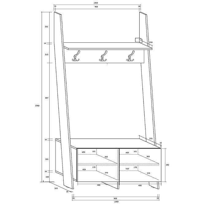 Vešiak Rack dub sonoma/biely lesk