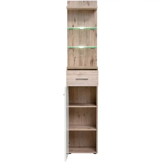Skriňa Gustavo TYPB+C 40 cm – dub wellington/biela, jednodverová, zásuvka,2