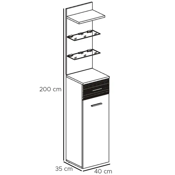 Skriňa Gustavo TYPB+C 40 cm – dub wellington/biela, jednodverová, zásuvka,3