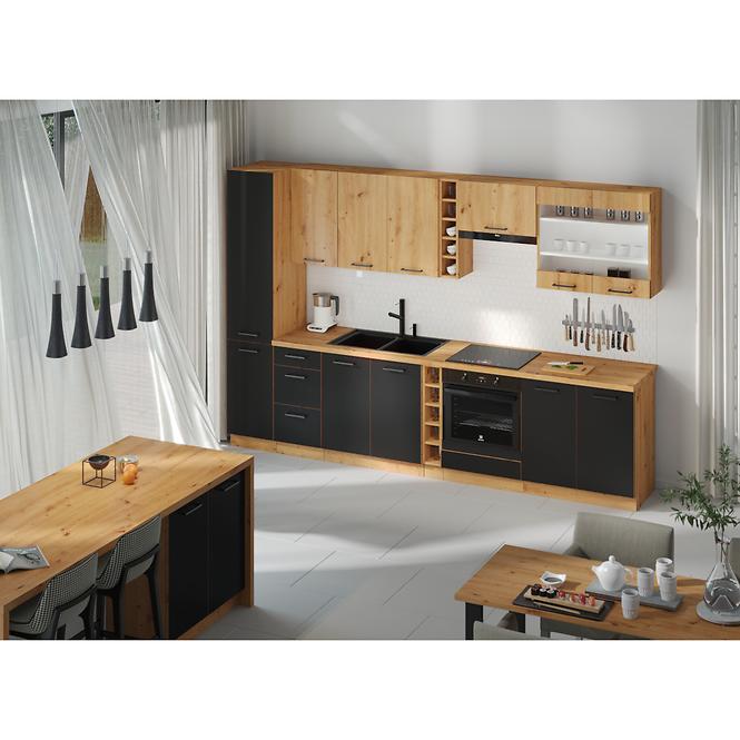 Kuchyňa Modena 180cm čierny/dub artisan