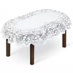Žakárový obrus  249861 oválny 140X250 biely