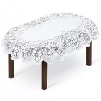 Žakárový obrus  249861 oválny 140X250 biely