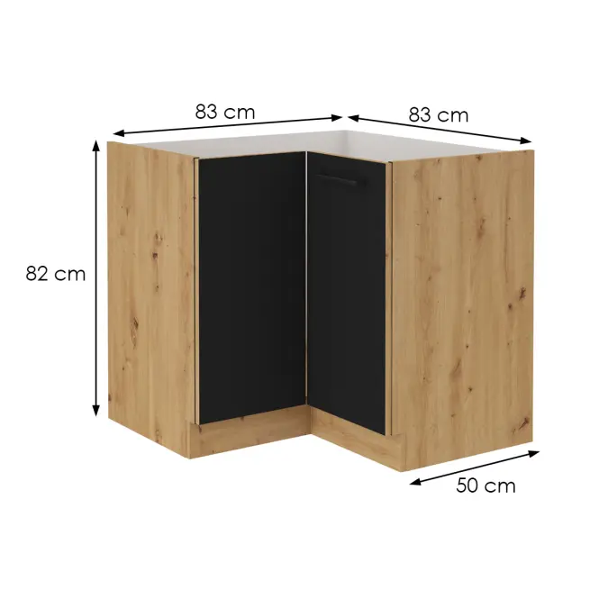 Skrinka do kuchyne Modena  89x89dn 1f bb čierny/dub artisan,2