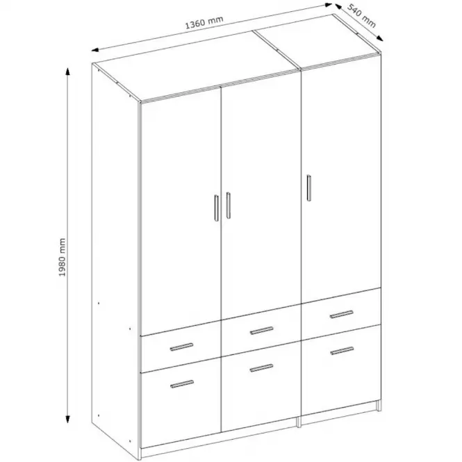 Skriňa Snow 04 3-D 6-S Wellington/Grafit,4