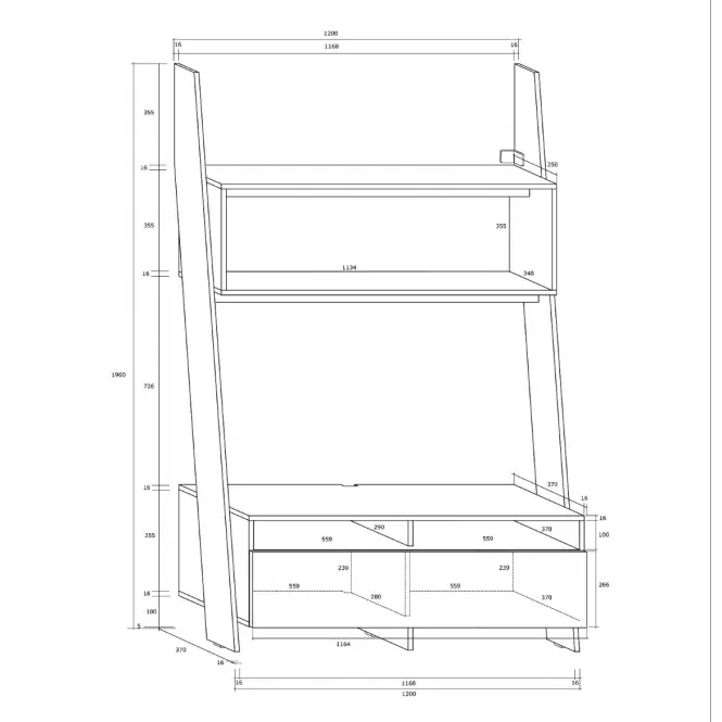TV stolík Rack Sonoma/Biely Lesk