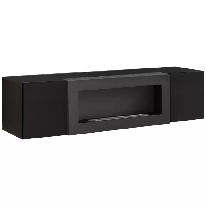 Obývacia stena + Biokrb  Fly M3 + sklo čierna + LED,3