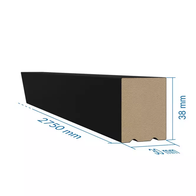 Dekoračná lamelová 3D MDF lišta na stenu čierna matná 30x38x2750 mm
